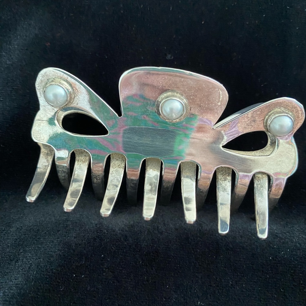 Sterling Silver & Pearl Hair Clip